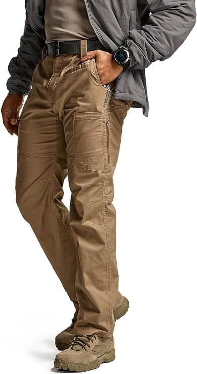 Sentinel Pants - CQR Men's Utility Flex Cargo Pants, Classic-Fit Casual Stretch Work Pants, Water Resistant Lightweight Tactical Hiking Pants