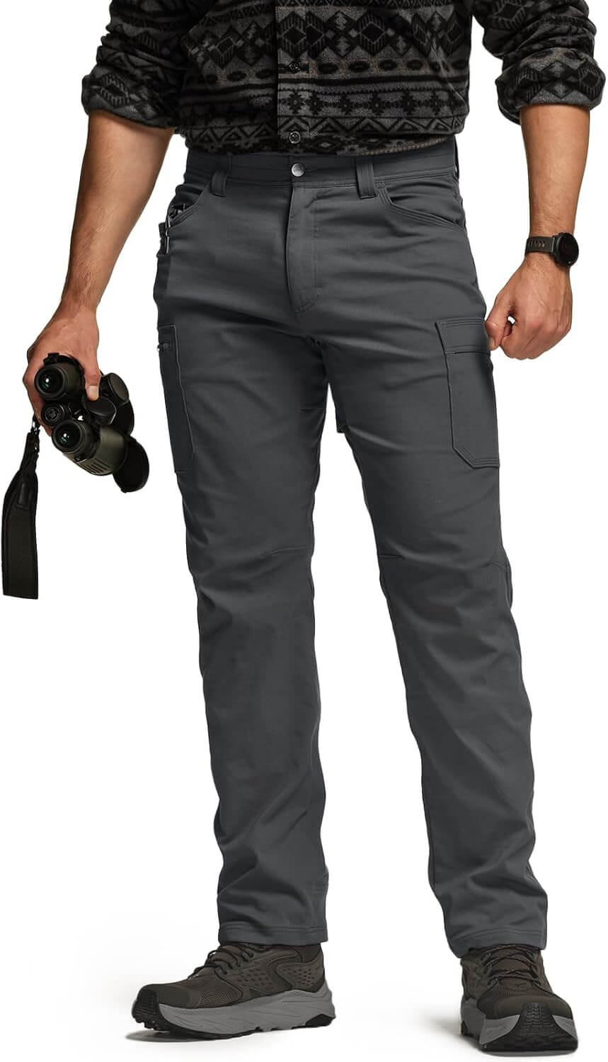 CQR Men's Cool Flex Tactical Pants, Water Resistant Lightweight Stretch Cargo Work Hiking Pants
