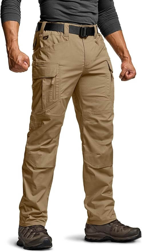 Black Ops - CQR Men's Flex Stretch Tactical Pants, Water Resistant Ripstop Cargo Pants, Lightweight EDC Outdoor Work Hiking Pants