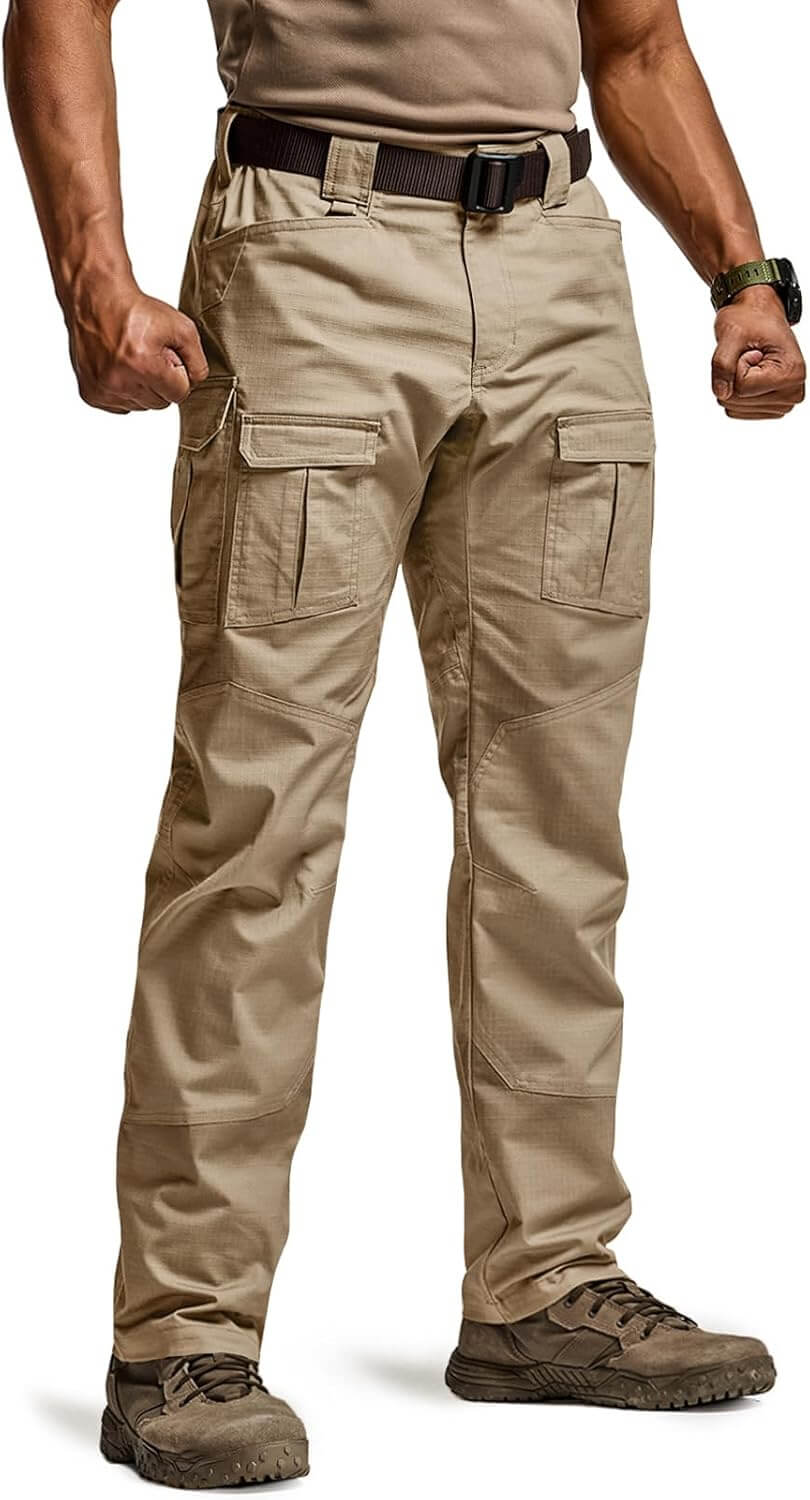 Marauder - CQR Men's Flex Ripstop Tactical Pants, Water Resistant Stretch Cargo Pants, Lightweight EDC Hiking Work Pants