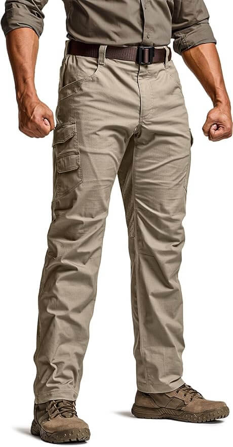 Sentinel - CQR Men's Utility Flex Cargo Pants, Classic-Fit Casual Stretch Work Pants, Water Resistant Lightweight Tactical Hiking Pants
